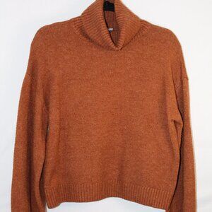 Fable rusty-copper brown‎ cowl neck cropped sweater L
